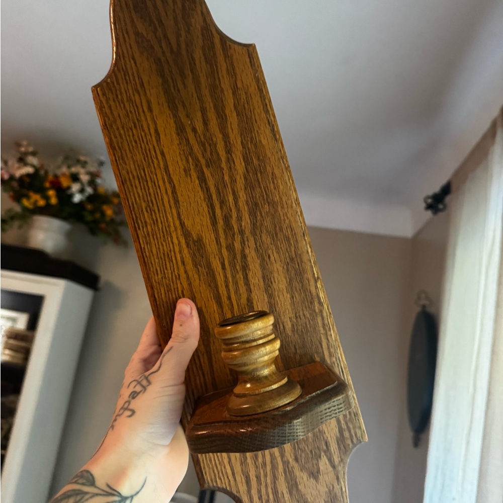 Set of 2 Wooden Wall Candle Holders Sconces